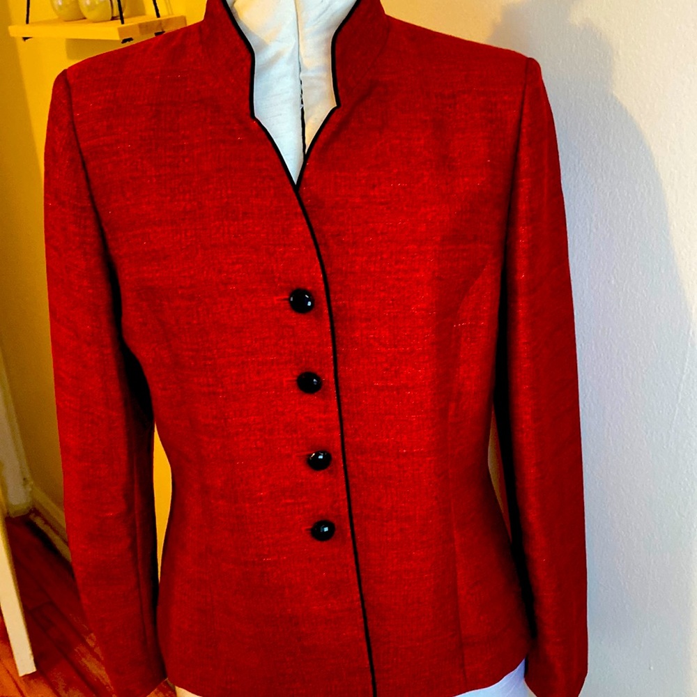 Red Shimmer Blazer Size 10 Jones Studio